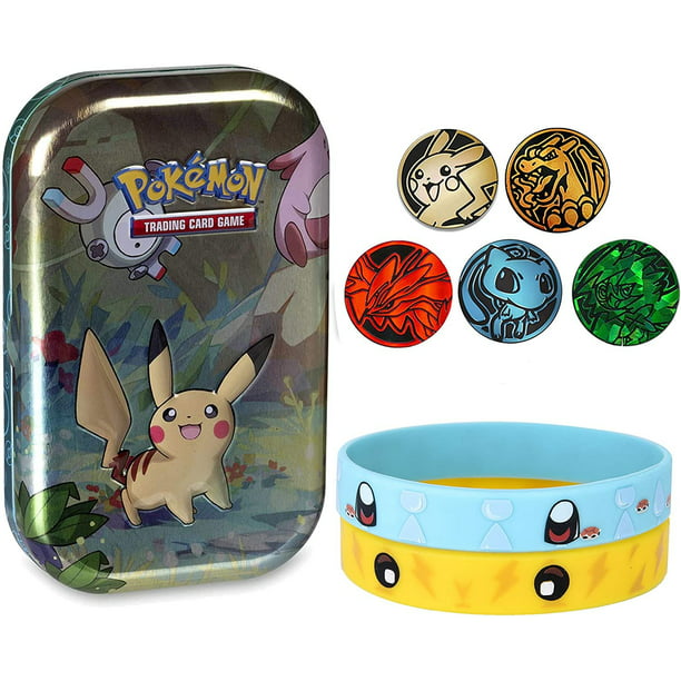 Totem World 5 Official Collectible TCG Coins Set with Bracelet Collectible Kanto Tin Compatible with Pokemon Gifts 